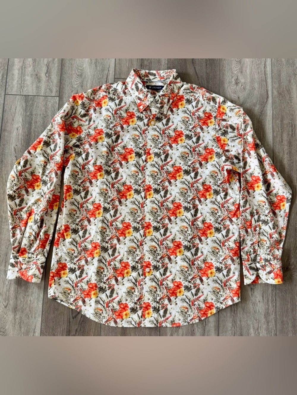 Cremieux Men’s Long Sleeve Button Down Shirt Floral Toucan XL Slim (No Size Tag)